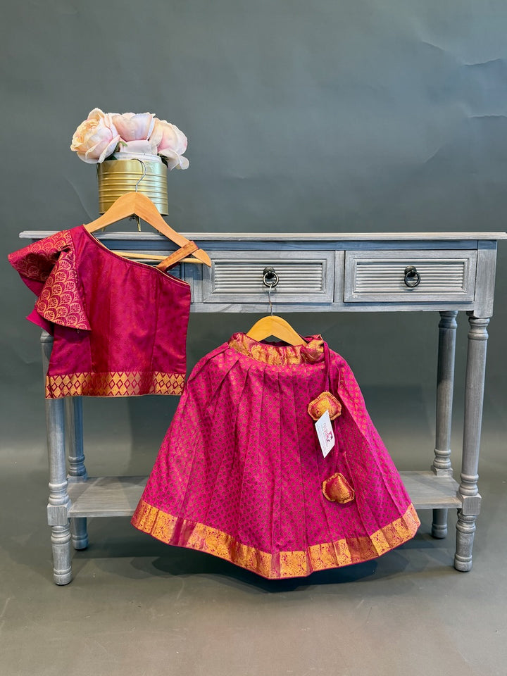 Pink Kanchi Silk Skirt and Contemporary Top