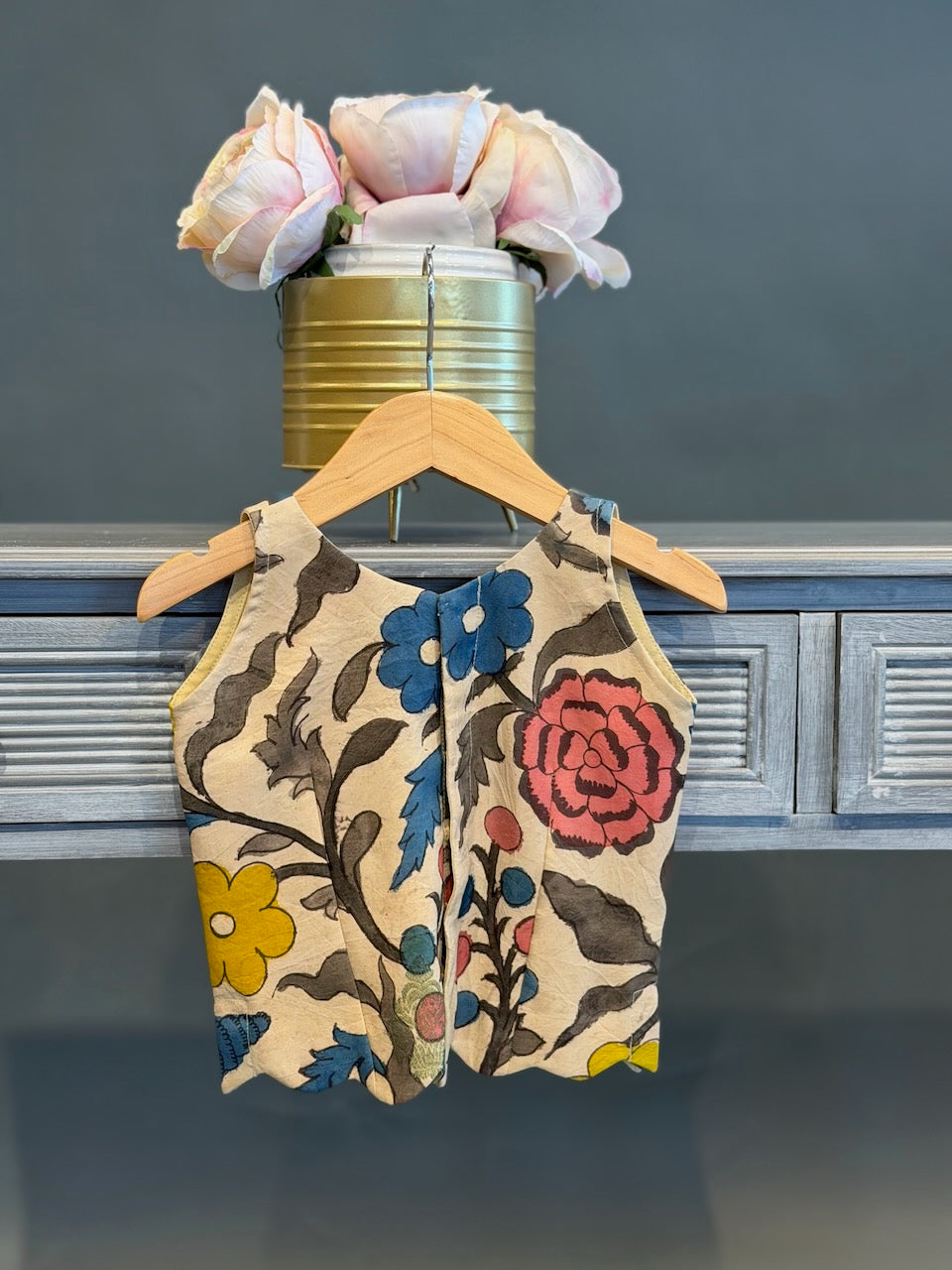 Cream and Pink Pen-Kalamkari Skirt and Top