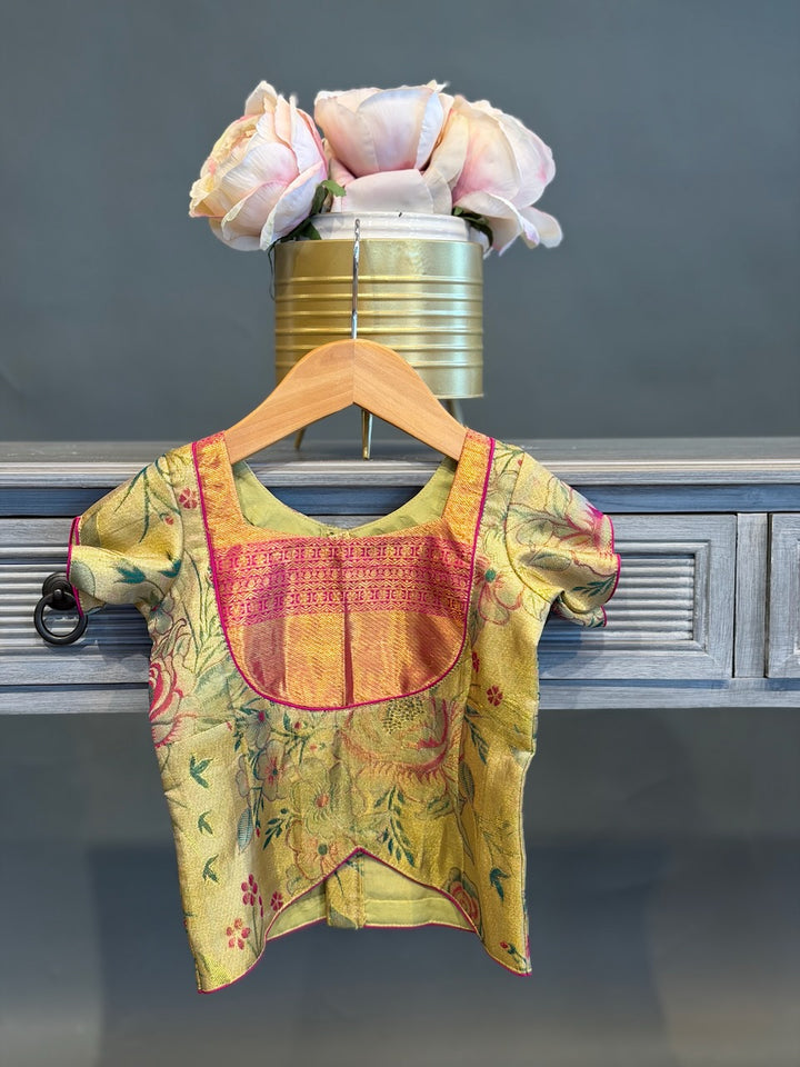 Gold Kanchi Tissue Silk Skirt and Top