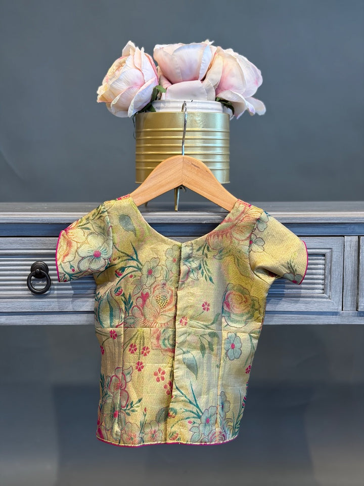 Gold Kanchi Tissue Silk Skirt and Top