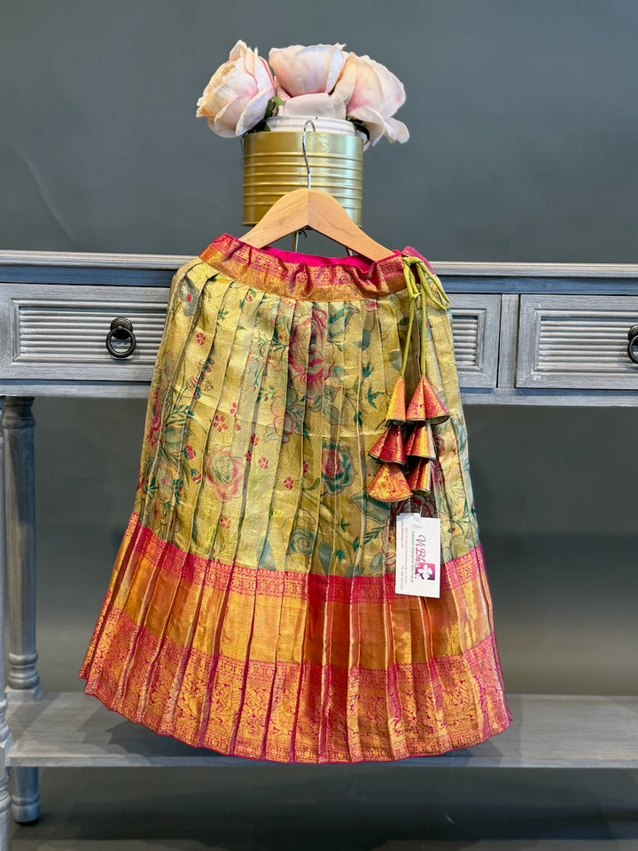 Gold Kanchi Tissue Silk Skirt and Top
