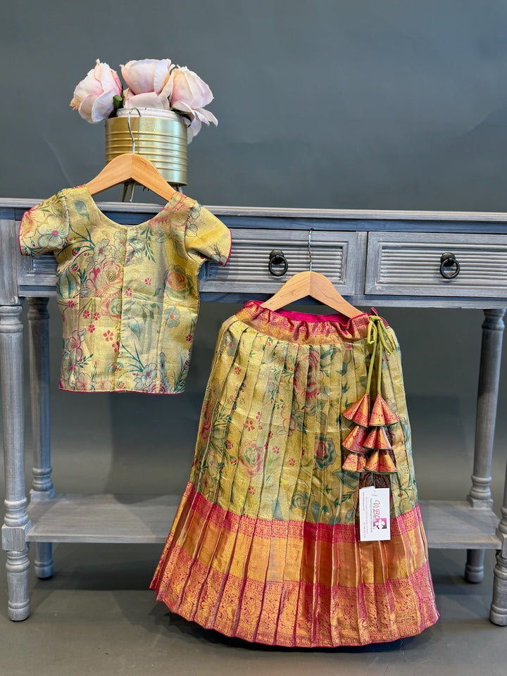 Gold Kanchi Tissue Silk Skirt and Top