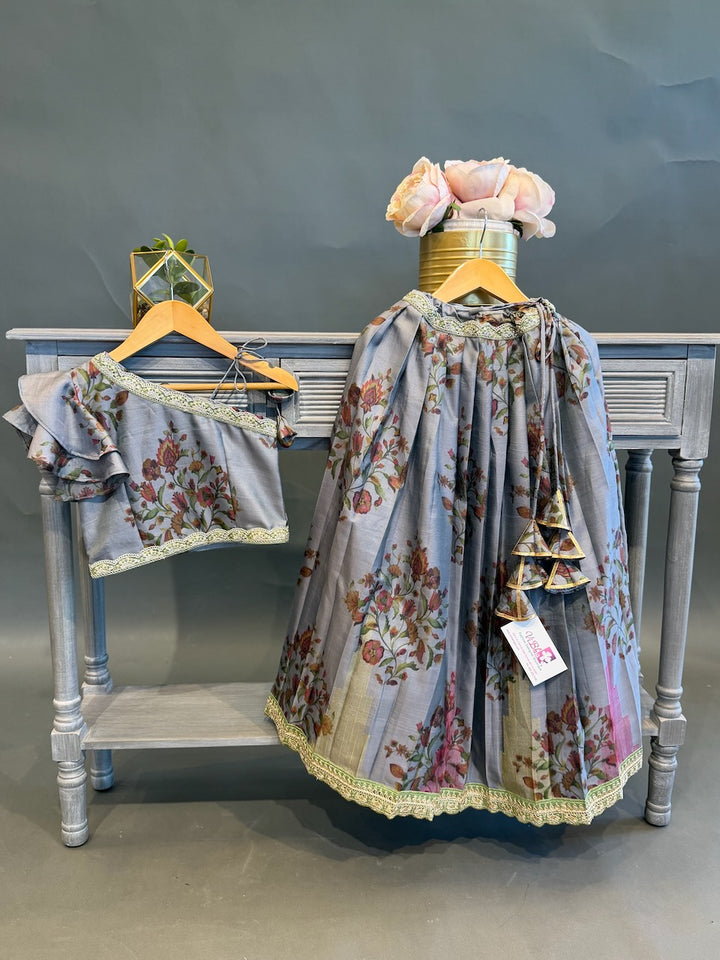 Grey Floral Skirt and Top