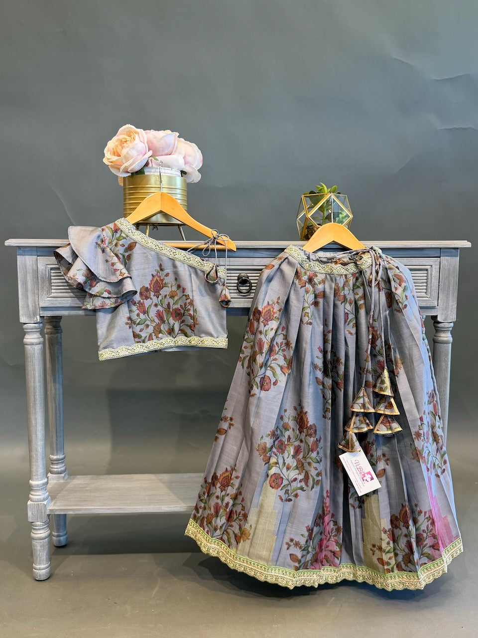 Grey Floral Skirt and Top