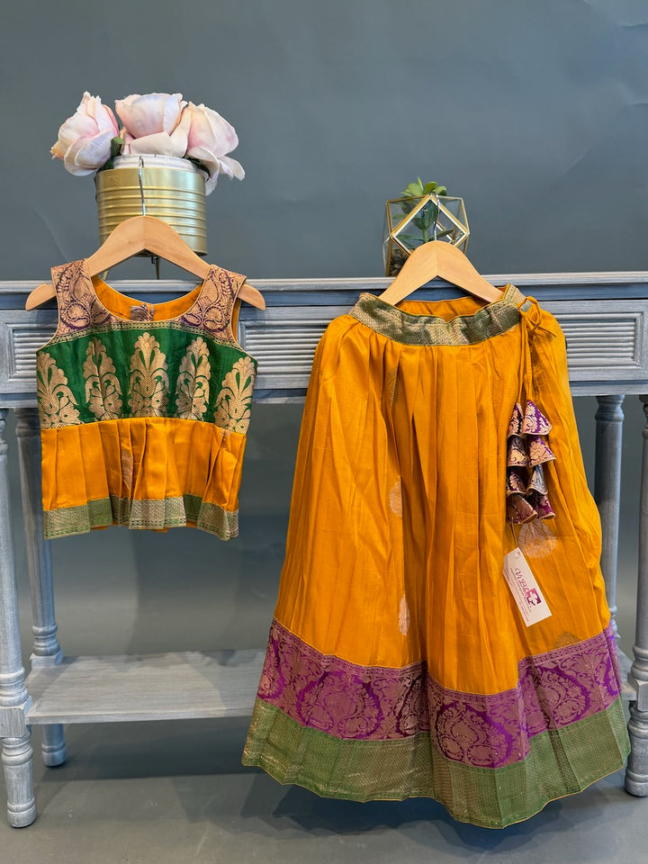 Yellow Traditional Benares Skirt and Top