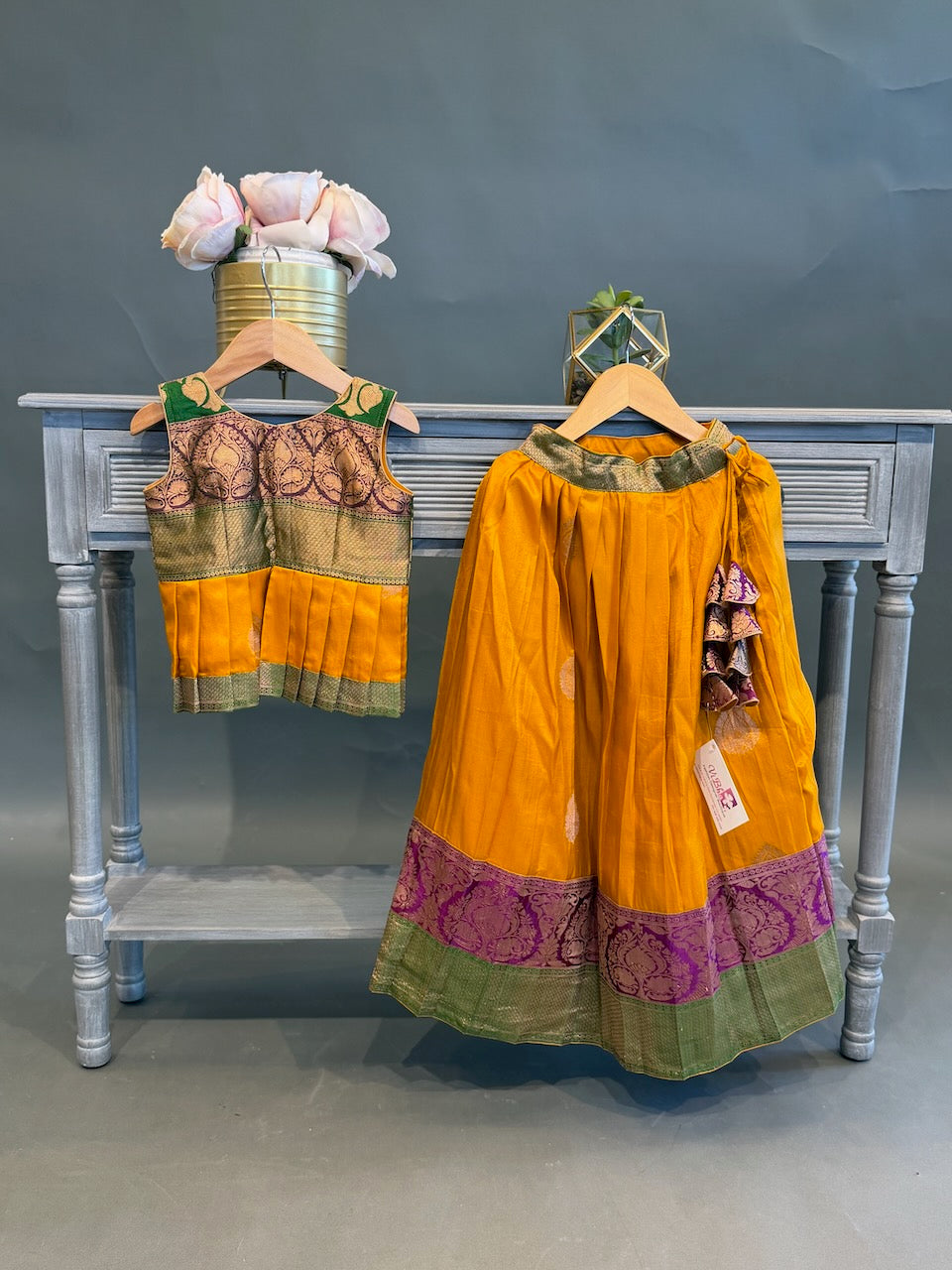 Yellow Traditional Benares Skirt and Top