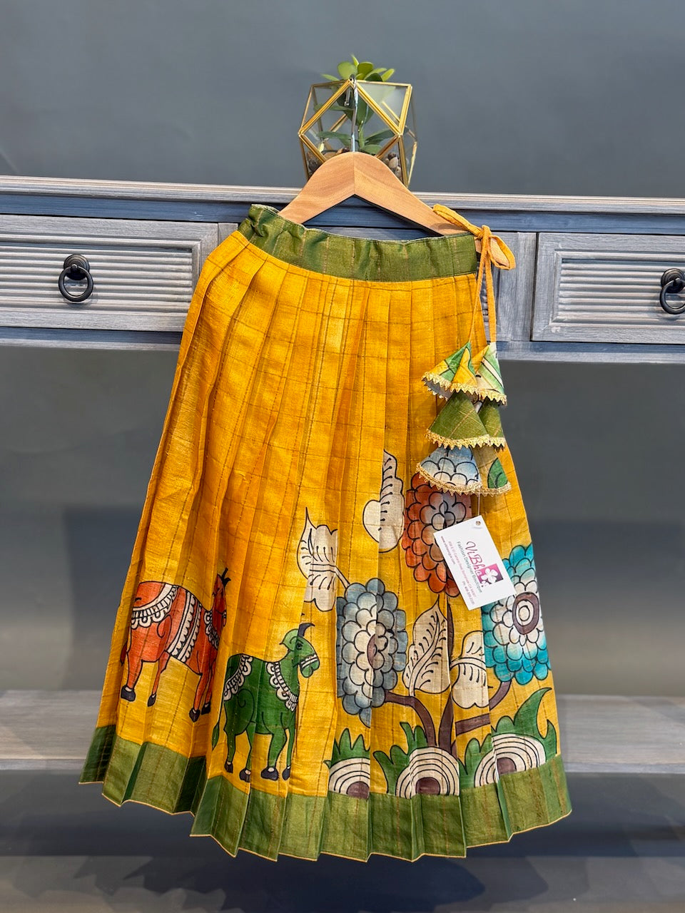 Yellow Kalamkari Skirt and Top