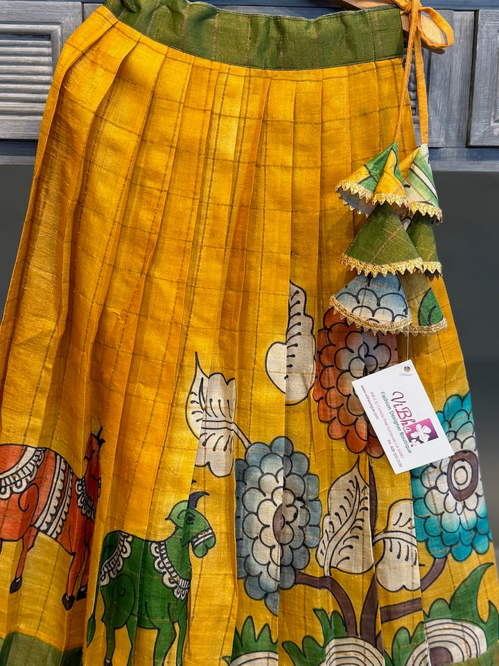 Yellow Kalamkari Skirt and Top