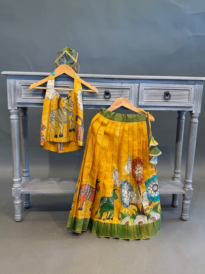 Yellow Kalamkari Skirt and Top