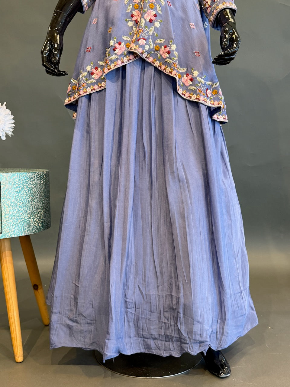 Lavender Blue Embroidered Lehenga Set
