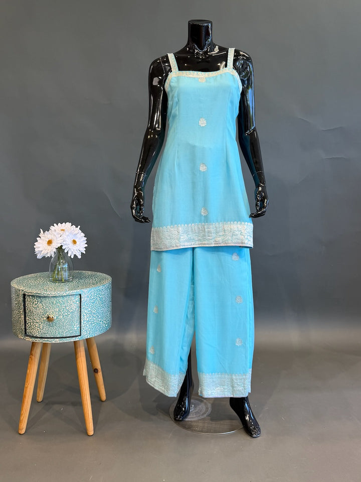 Light Blue Sharara Set