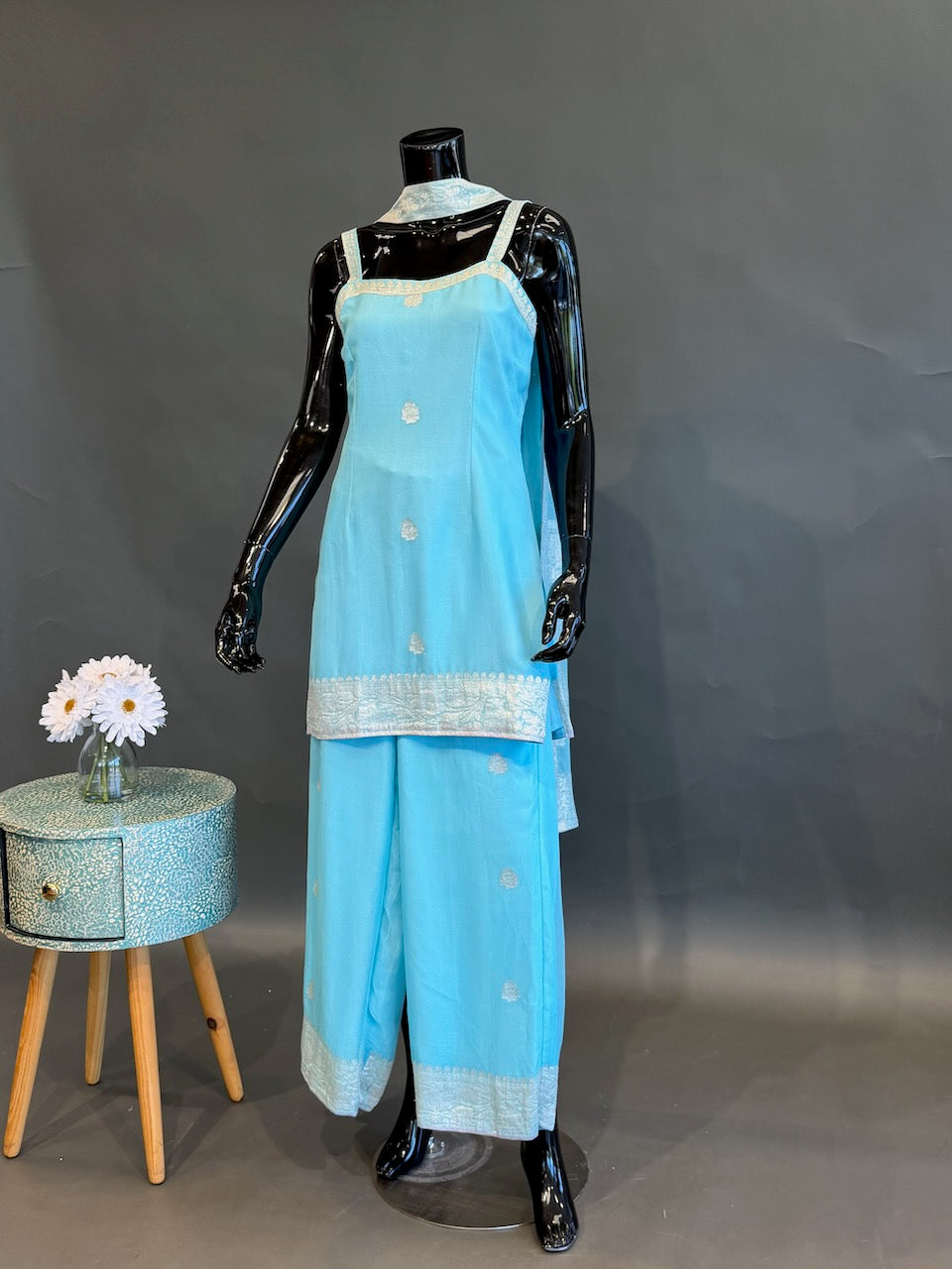 Light Blue Sharara Set