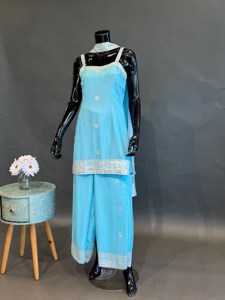 Light Blue Sharara Set