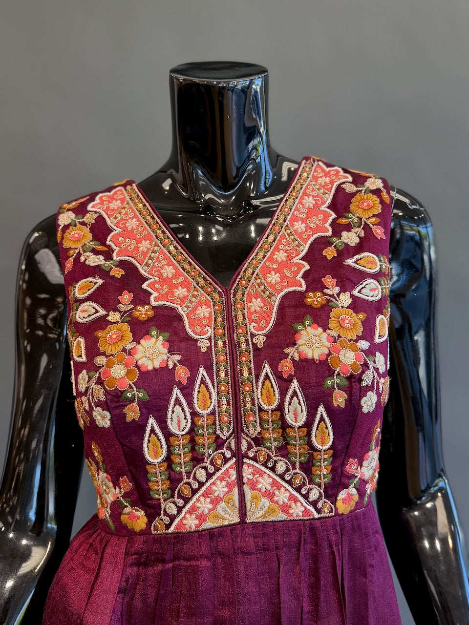 Deep Magenta Embroidered Sharara Set