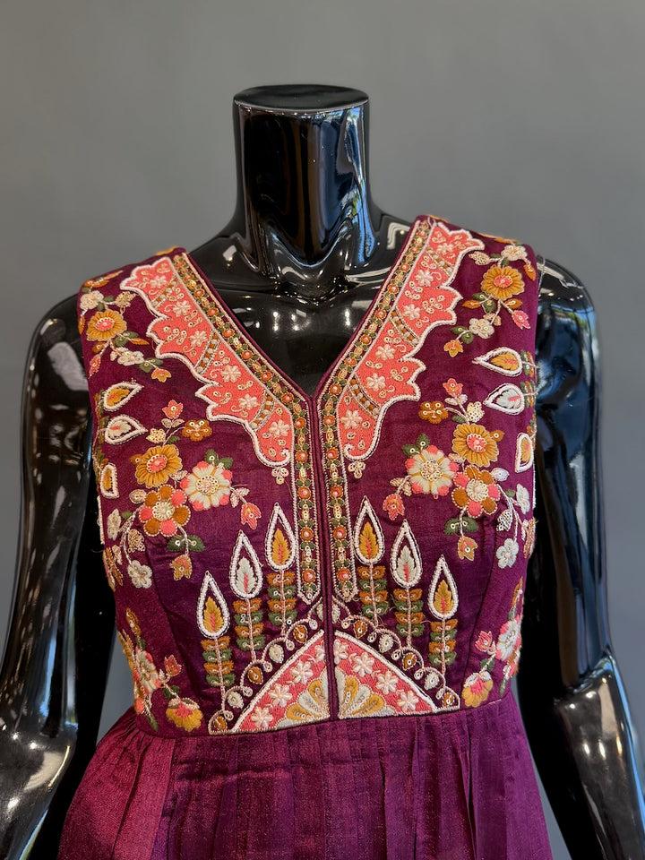 Deep Magenta Embroidered Sharara Set