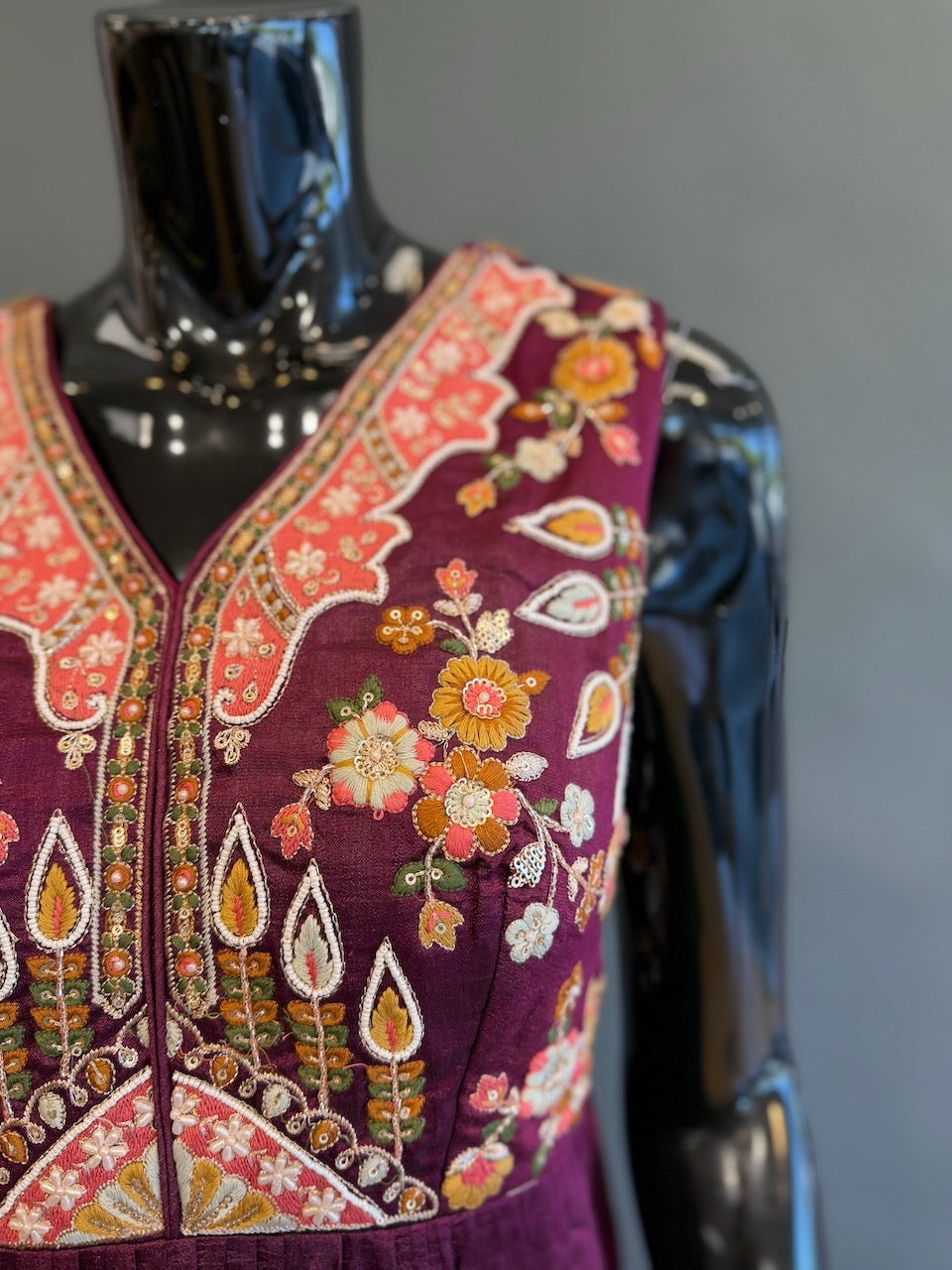Deep Magenta Embroidered Sharara Set