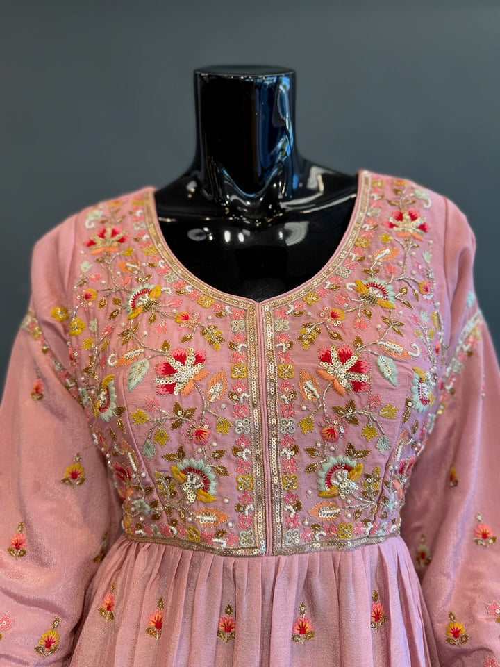 Blush Pink Embroidered Sharara Set