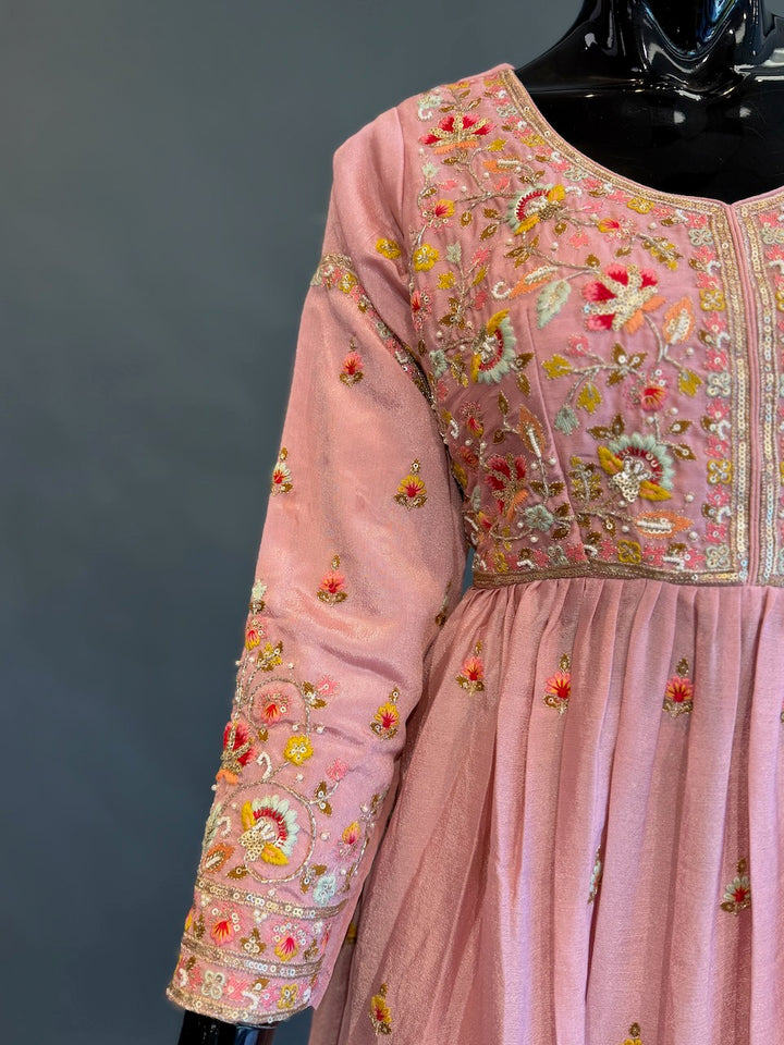 Blush Pink Embroidered Sharara Set