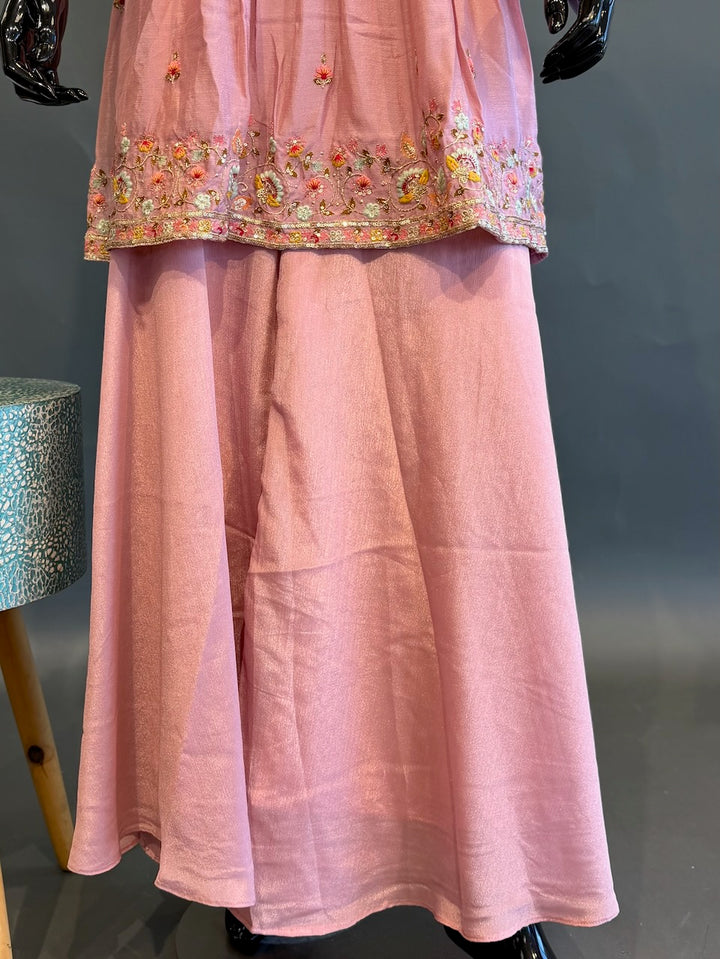Blush Pink Embroidered Sharara Set