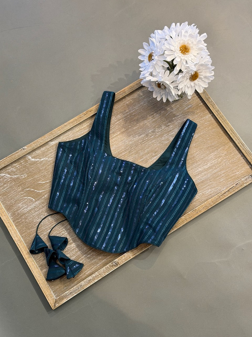 Dark Teal Corset Blouse
