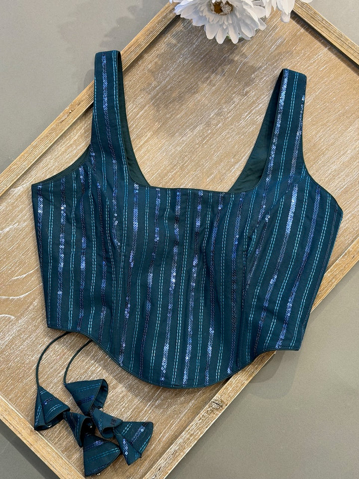 Dark Teal Corset Blouse