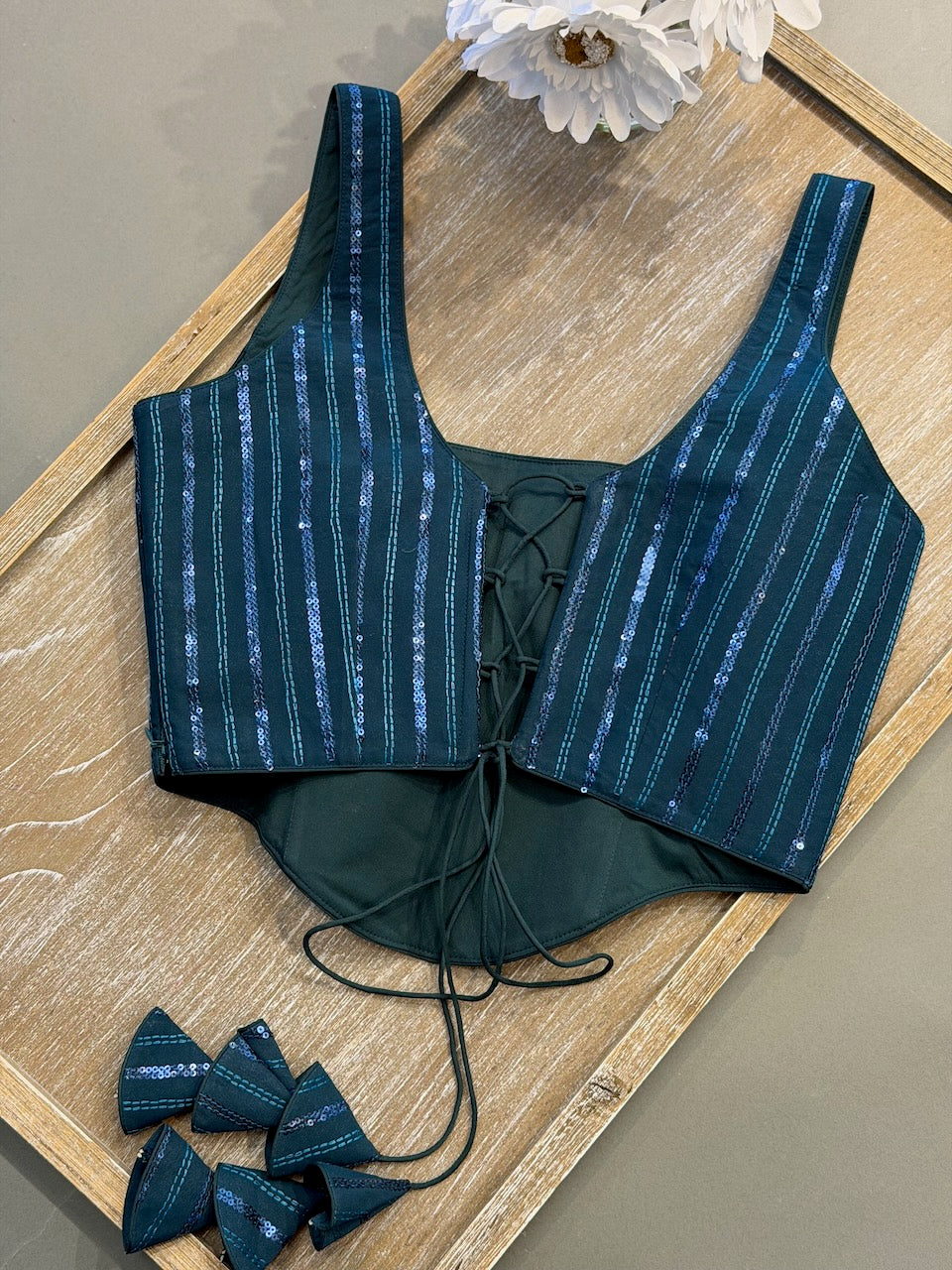 Dark Teal Corset Blouse