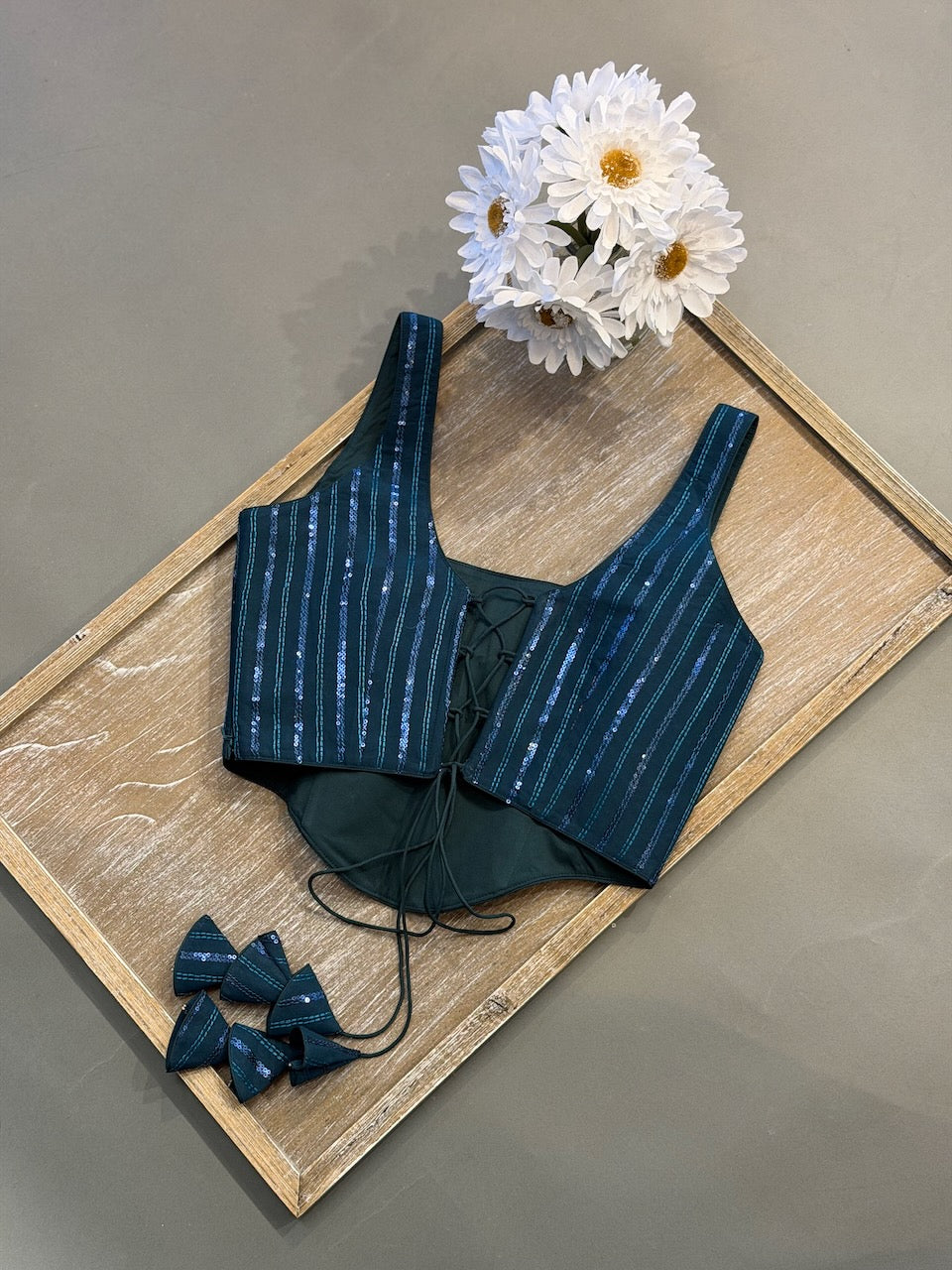 Dark Teal Corset Blouse