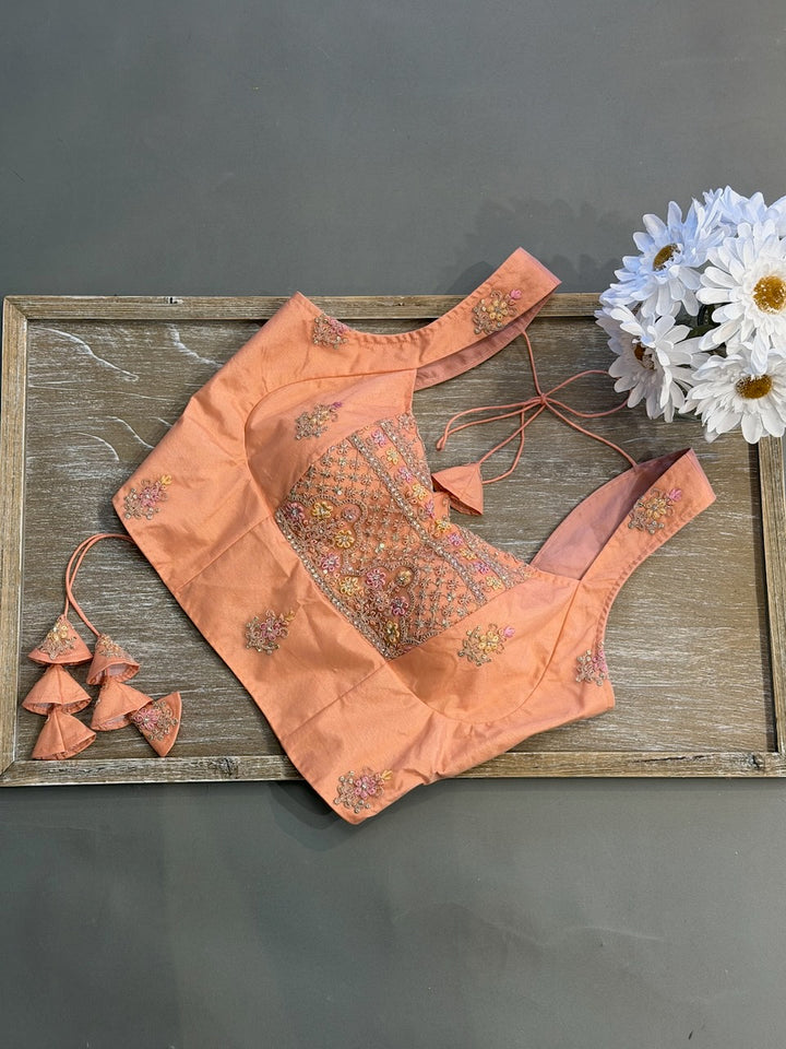 Peach embroidered Corset Blouse