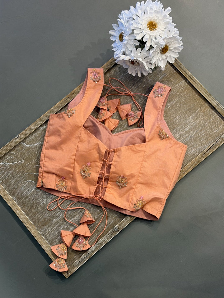 Peach embroidered Corset Blouse