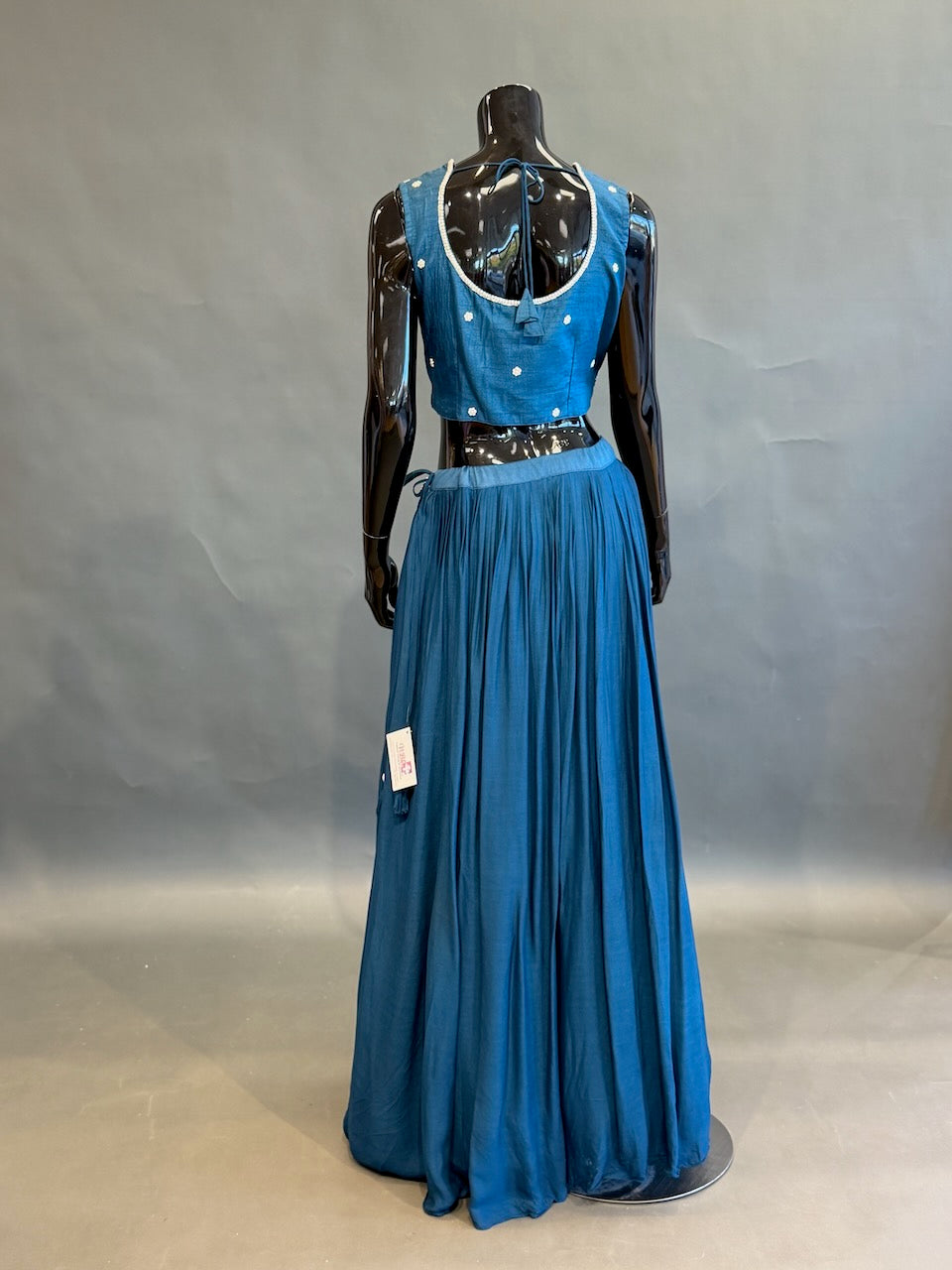 Teal Blue &amp; Ivory Embroidered Lehenga Set