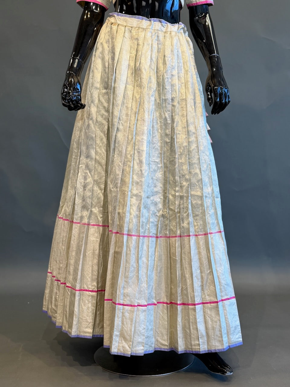Ivory &amp; Rani Pink Embroidered Half Saree Set