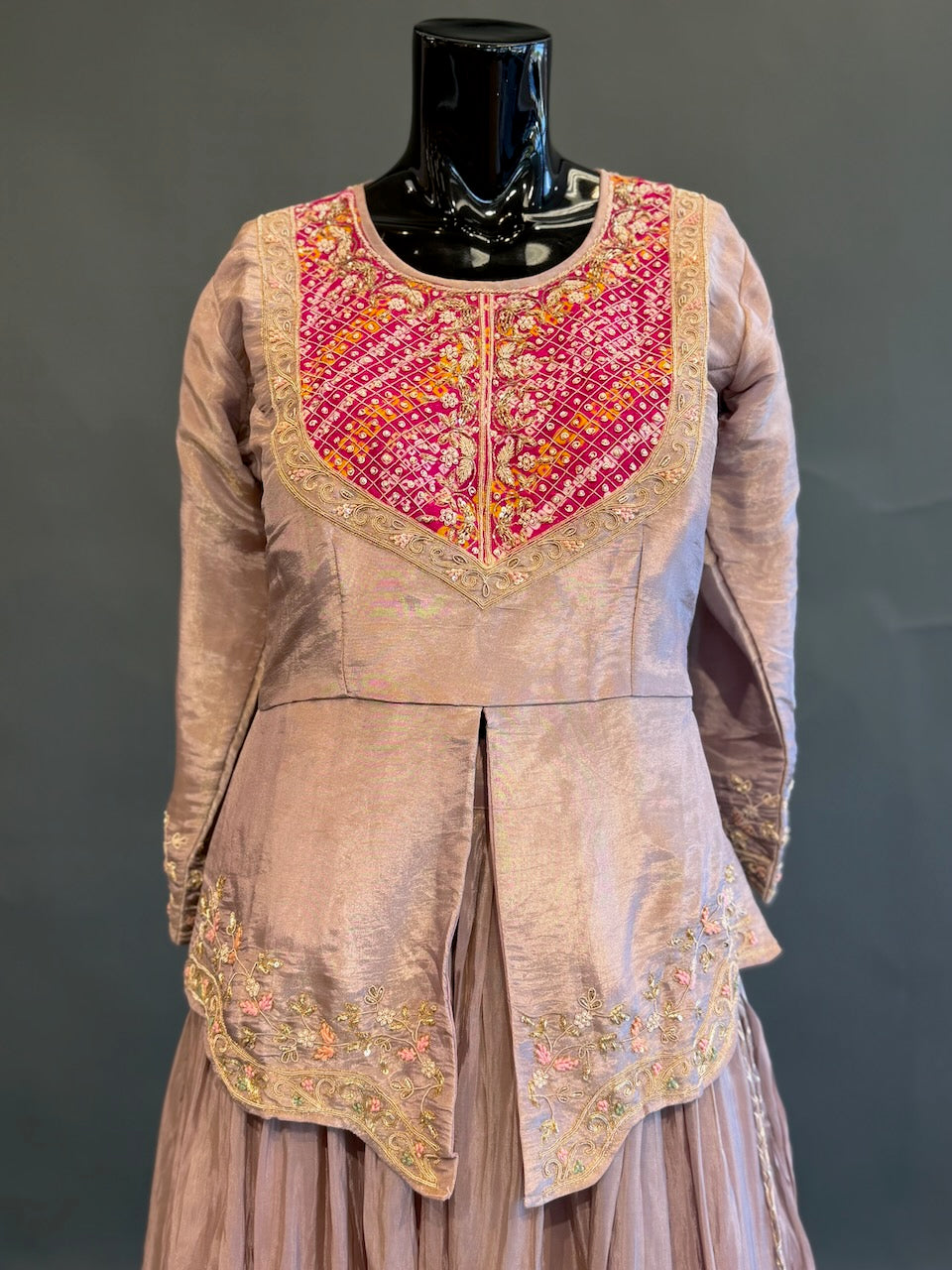 Mauve Multicolor Embroidered Lehenga Set