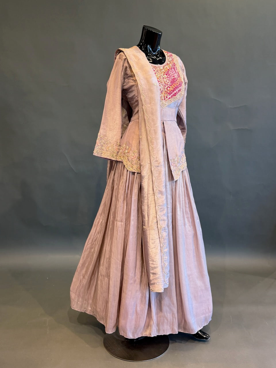 Mauve Multicolor Embroidered Lehenga Set