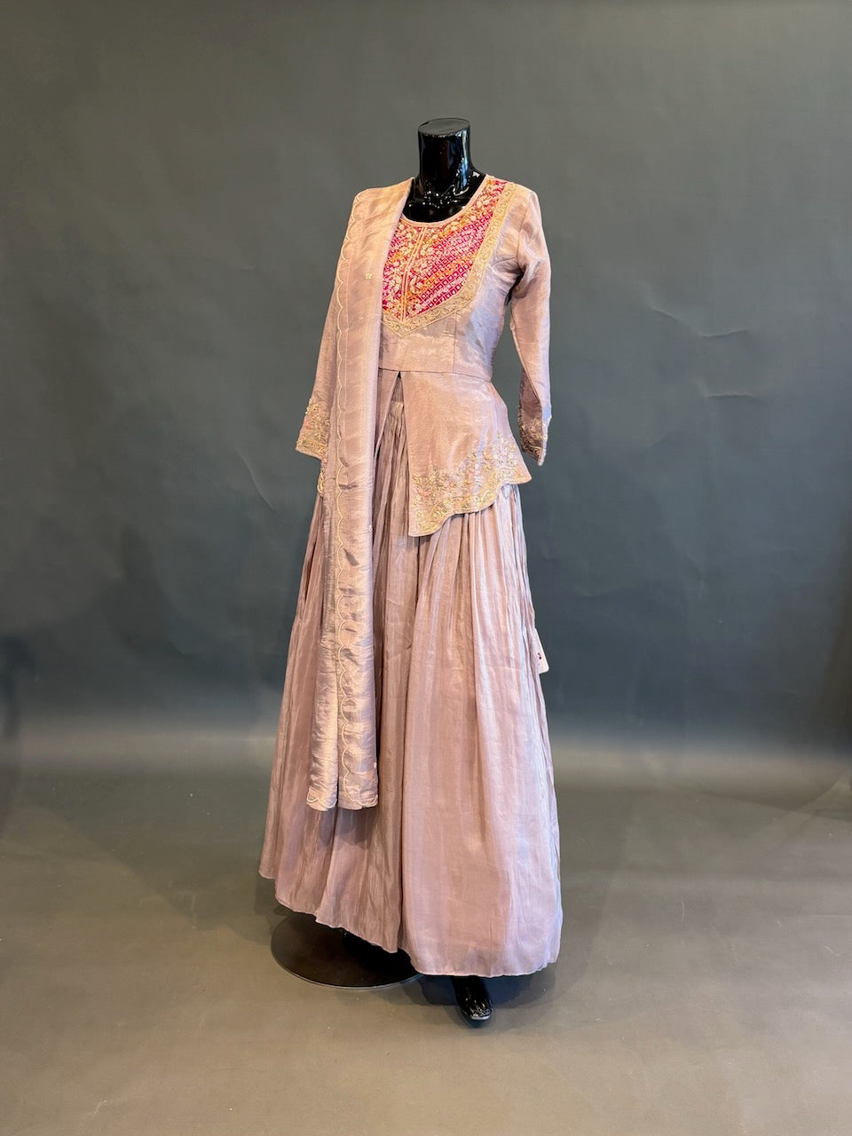 Mauve Multicolor Embroidered Lehenga Set