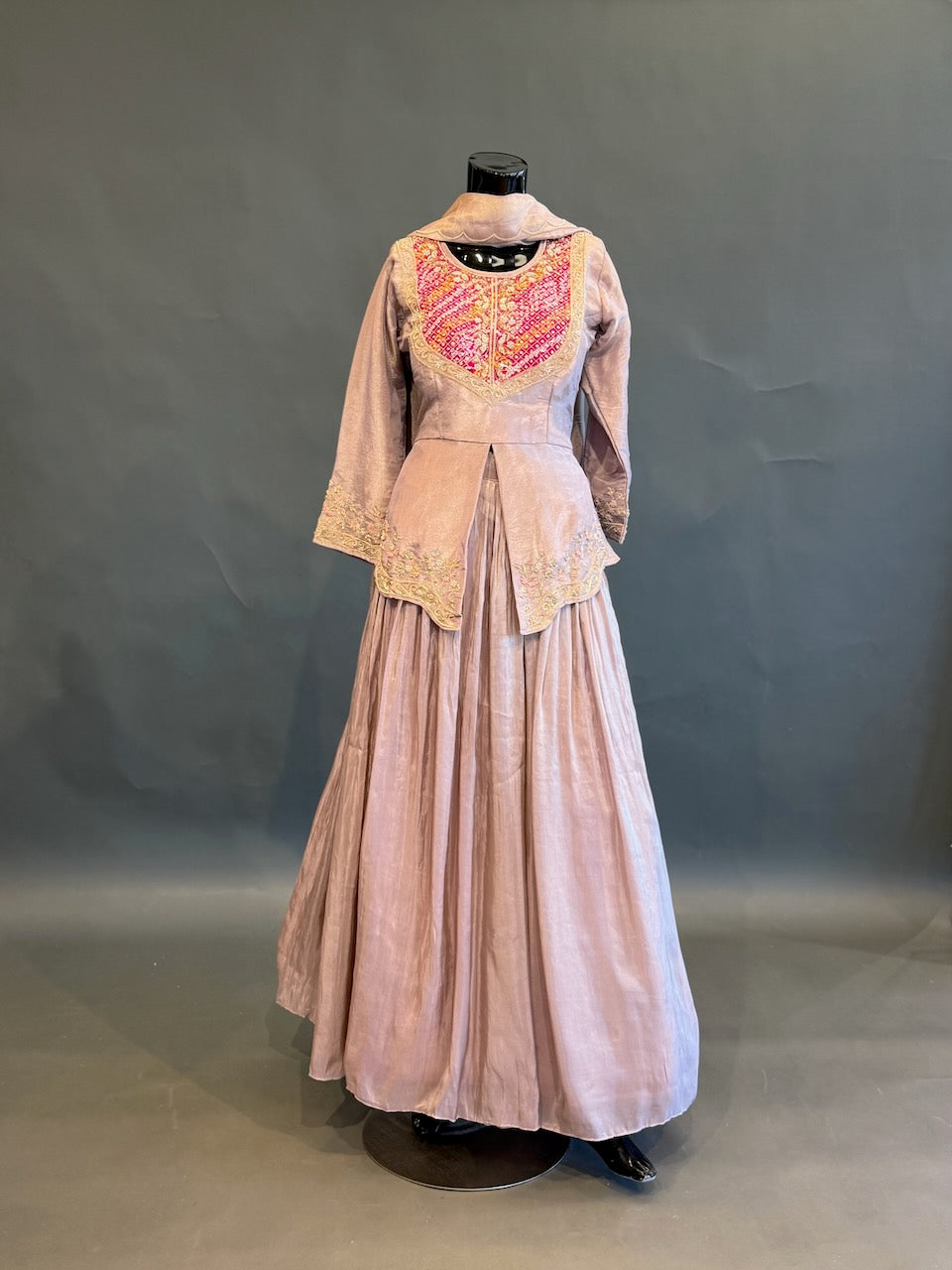 Mauve Multicolor Embroidered Lehenga Set