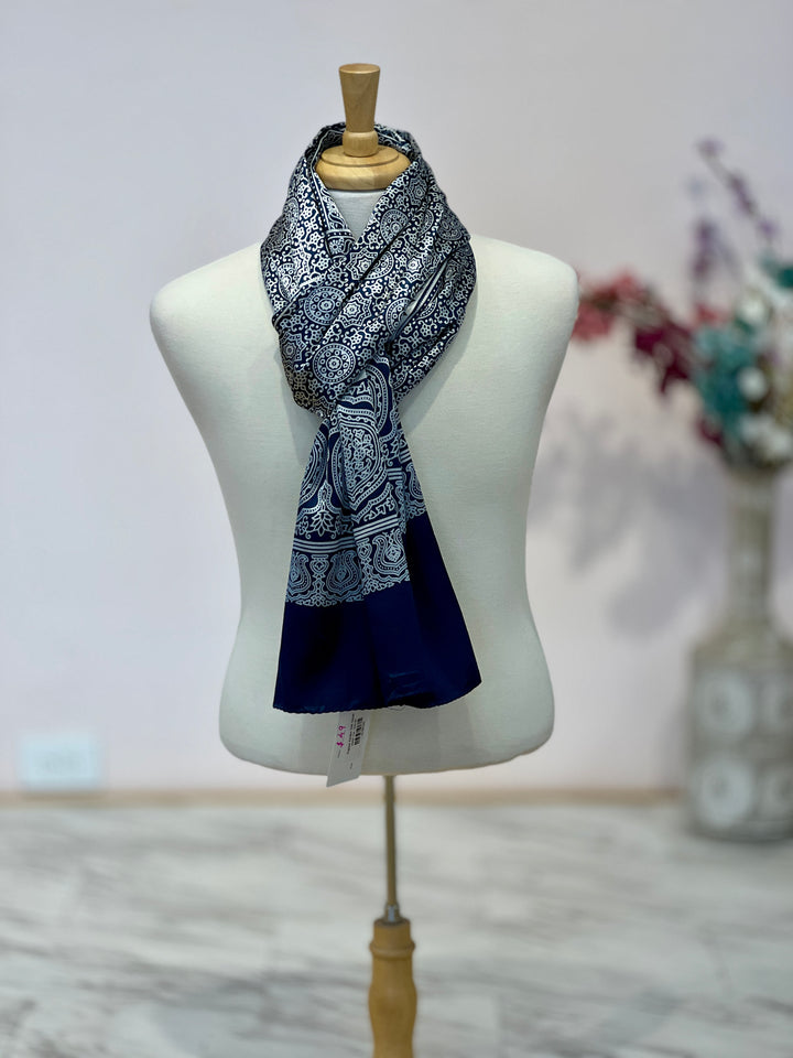 Blue Patola Ajrakh Silk Stole