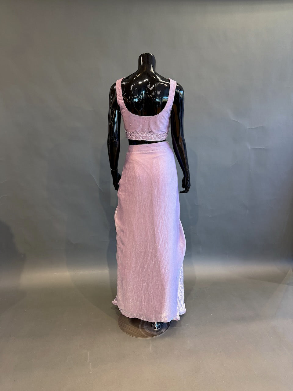 Lavender Embellished Fusion Draped Skirt Set