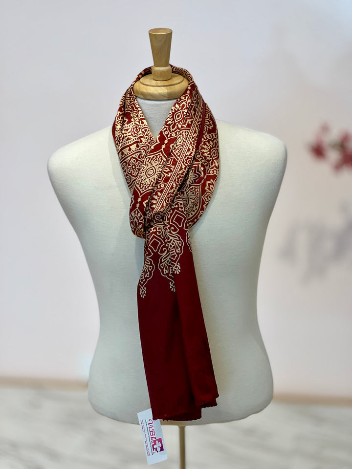 Brink Red Patola Ajrakh Silk Stole