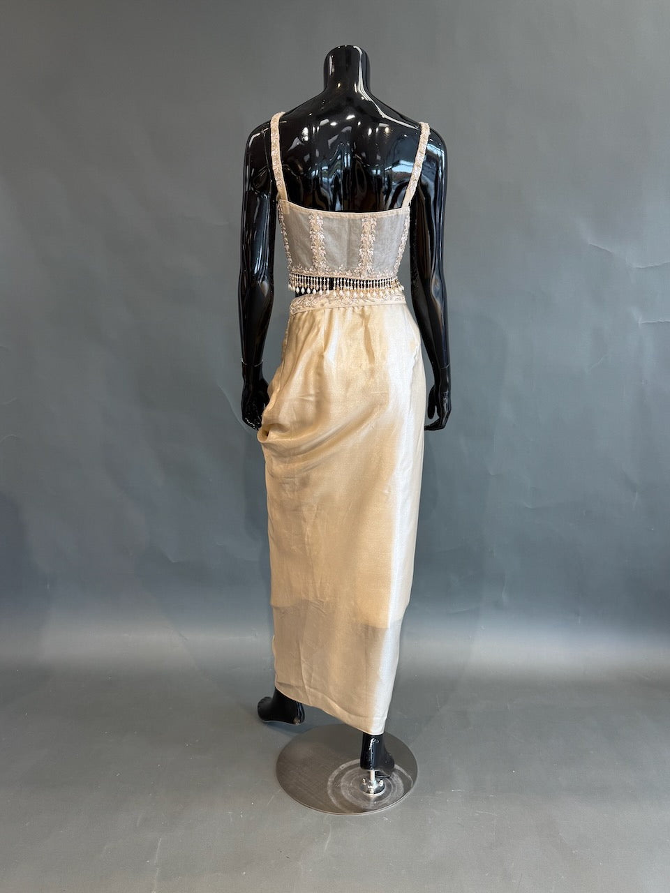 Champagne Gold Embellished Fusion Draped Skirt Set