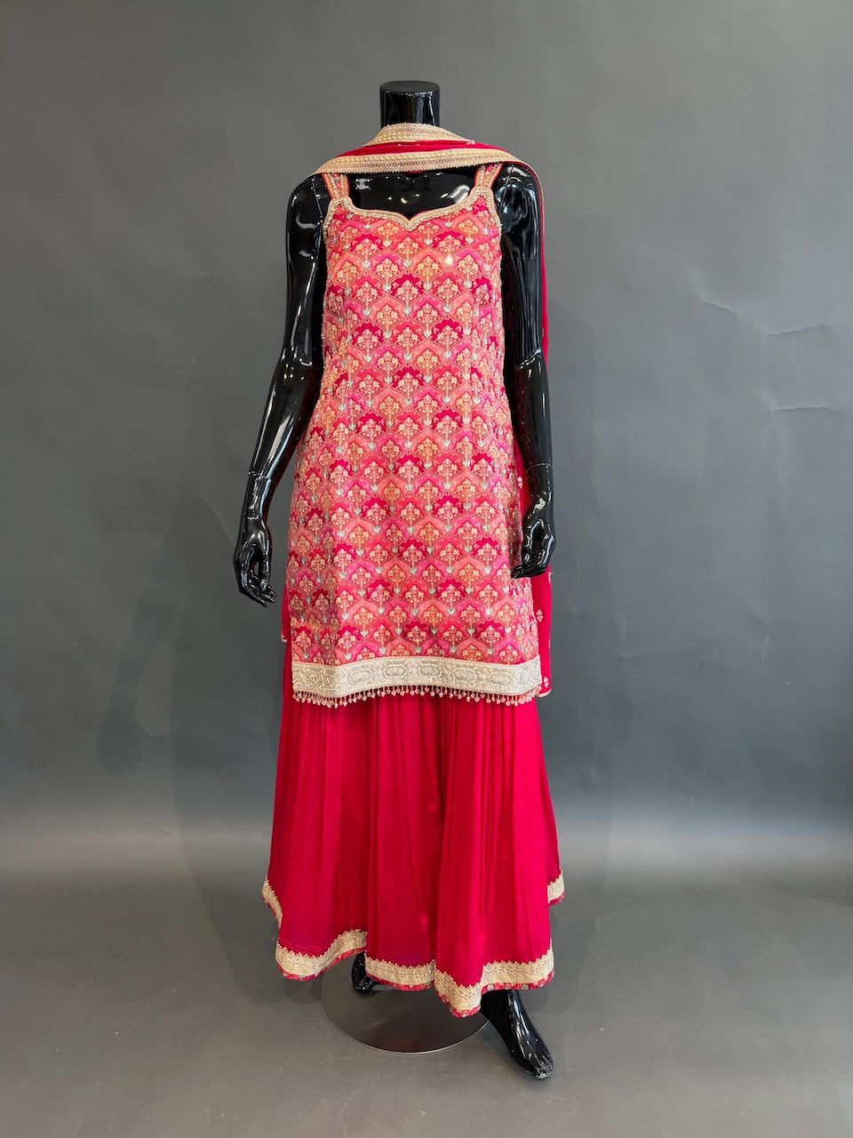 Rani Pink Embroidered Gharara Set