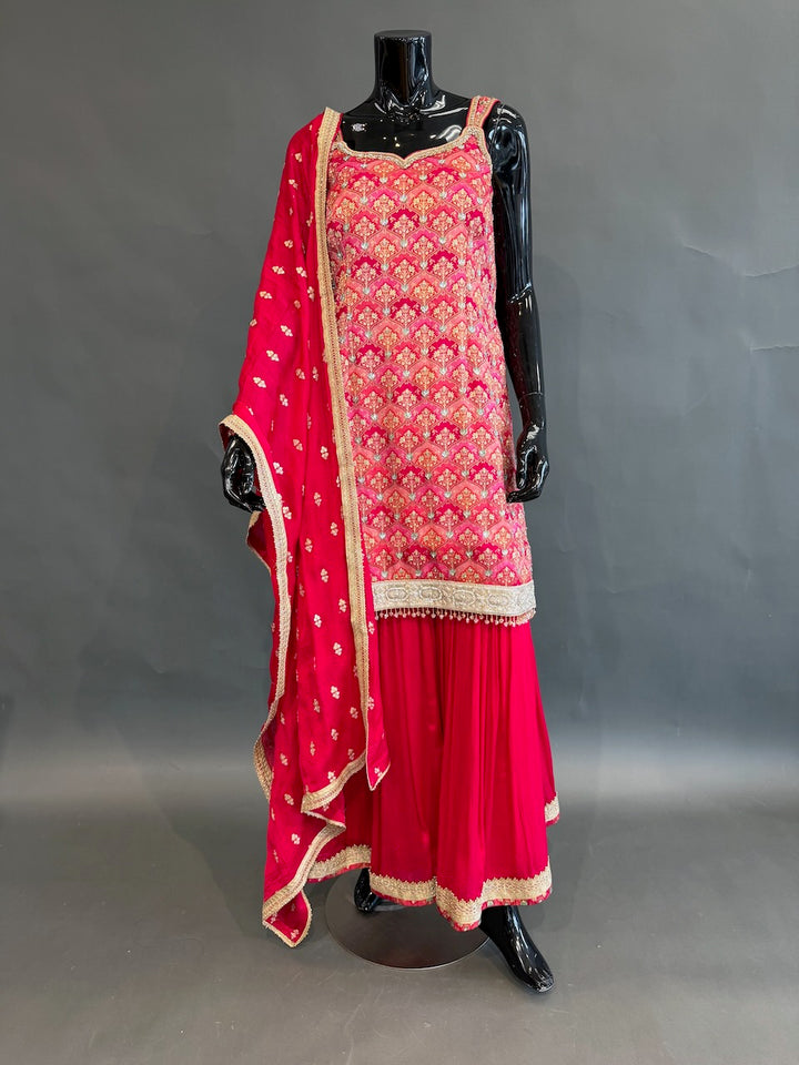 Rani Pink Embroidered Gharara Set