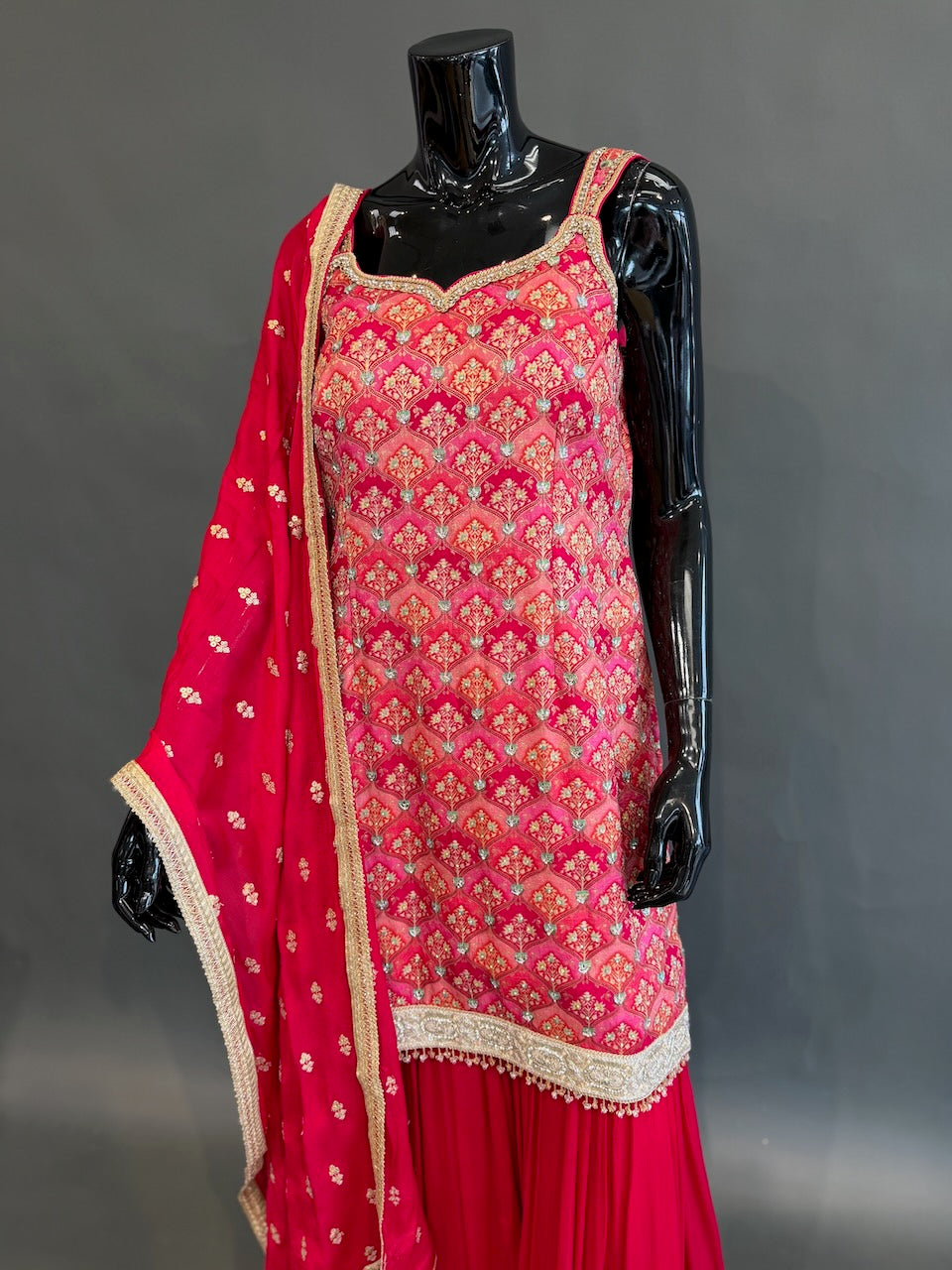 Rani Pink Embroidered Gharara Set