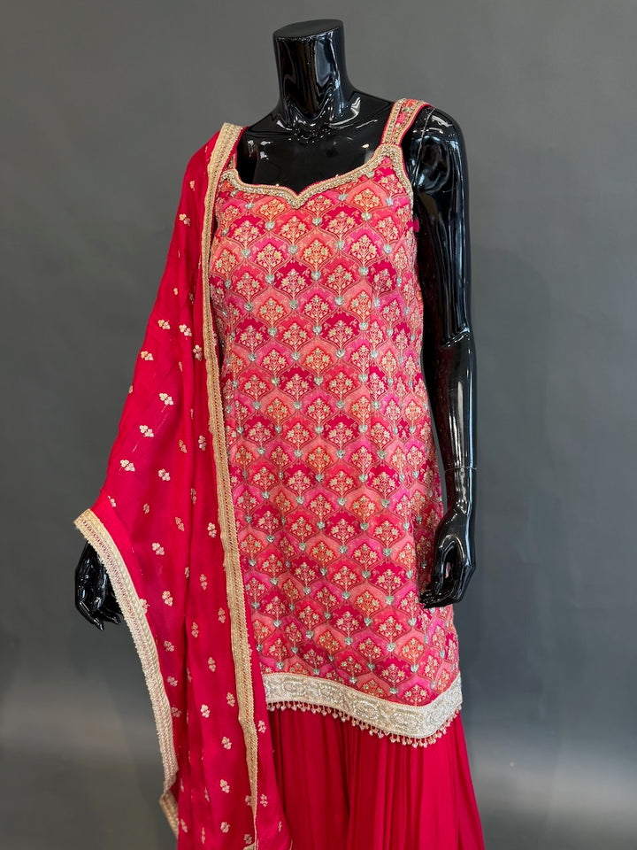 Rani Pink Embroidered Gharara Set