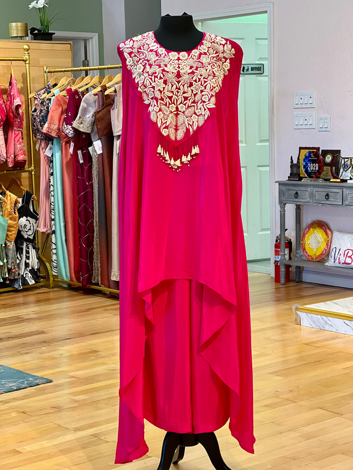 Hot Pink Assymetrical Cape Fusion Style