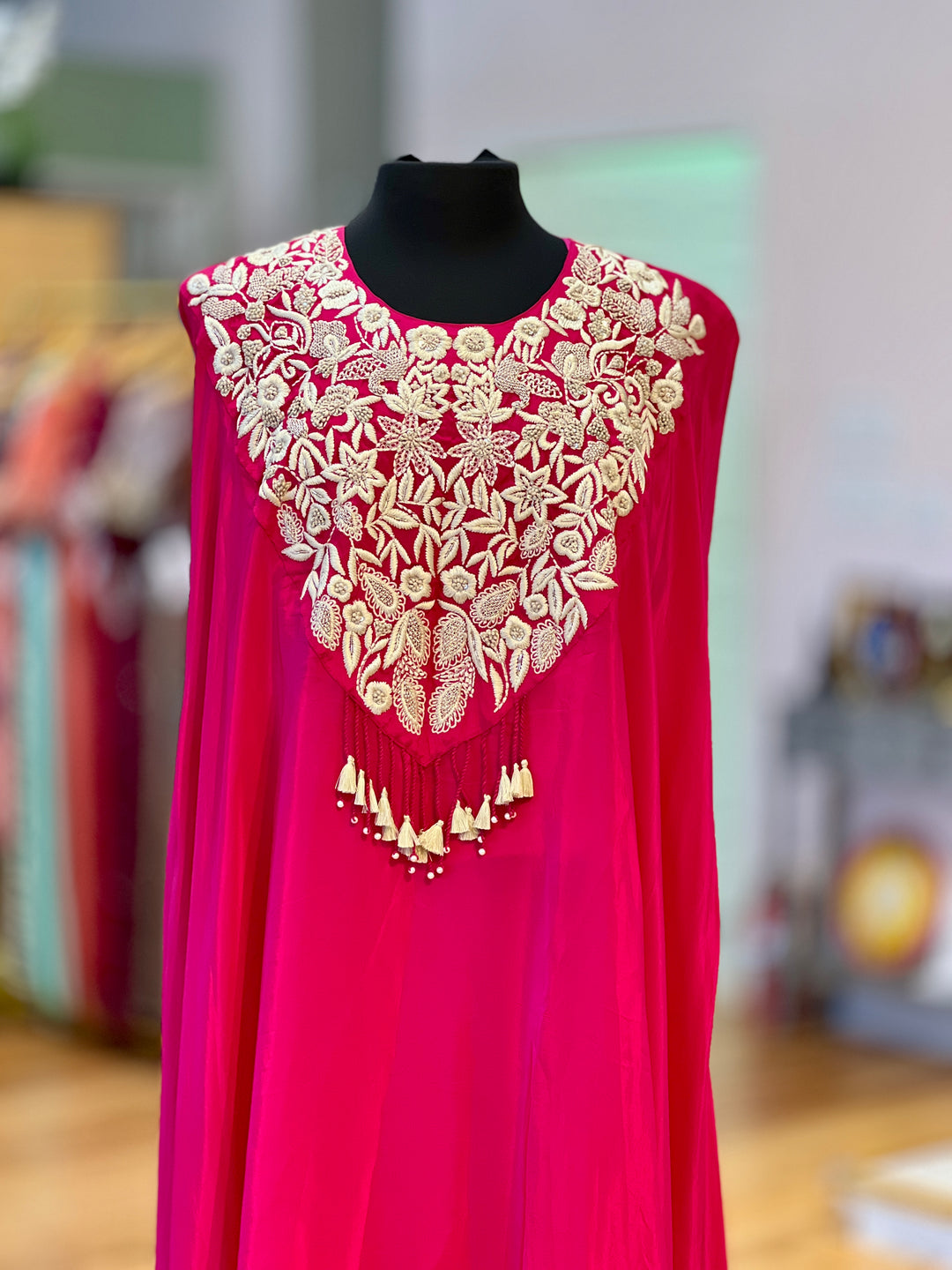 Hot Pink Assymetrical Cape Fusion Style