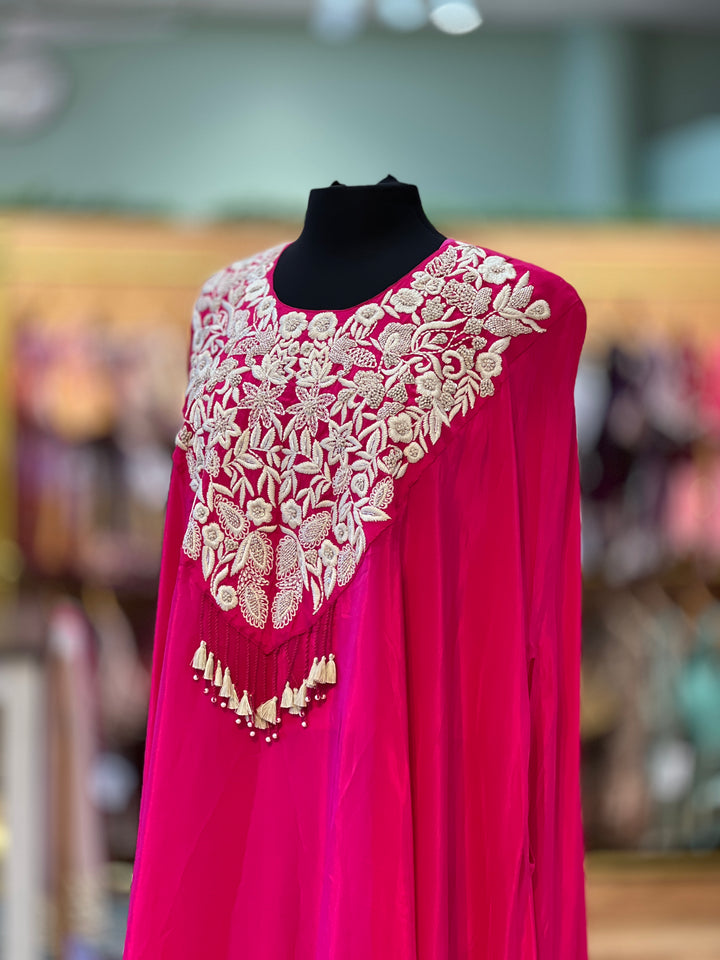 Hot Pink Assymetrical Cape Fusion Style