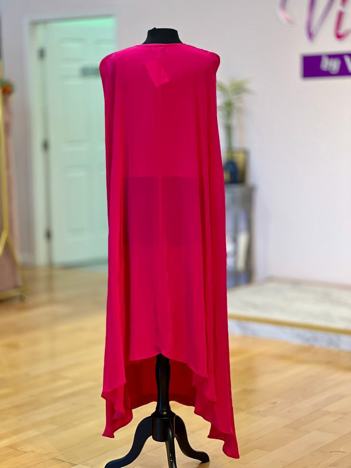 Hot Pink Assymetrical Cape Fusion Style