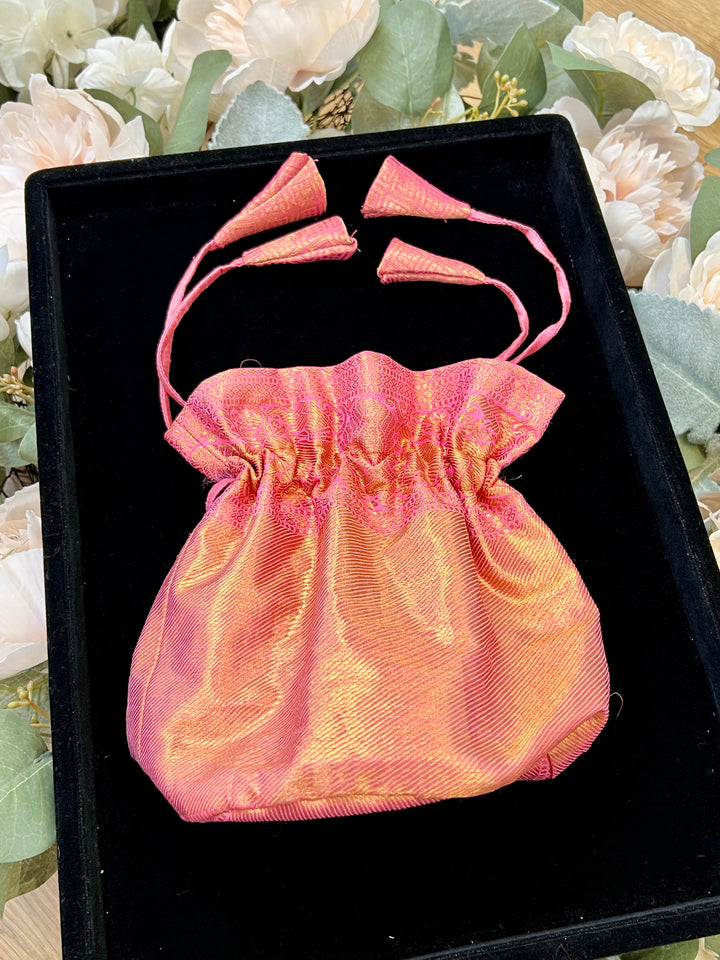Pastel Pink Silk Potli Bag