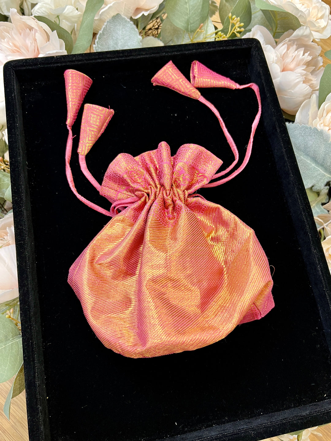 Pastel Pink Silk Potli Bag