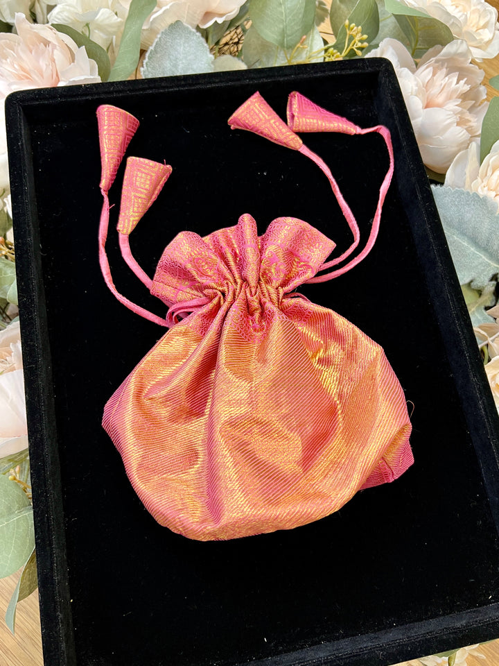 Pastel Pink Silk Potli Bag